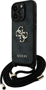 Etui plecki Guess 4G Big Logo Cord Stap Crossbody do Apple iPhone 16 Pro Black (3666339434281)