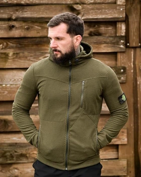 Чоловіча демісезонна кофта на флісі Stone Island L олива (94725)