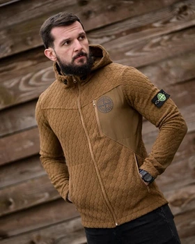 Мужская демисезонная кофта на флисе Stone Island L койот (95003)