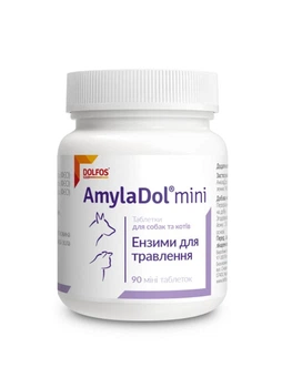 Витаминно-минеральный комплекс Dolfos AmylaDol mini для собак малых пород и кошек при нарушении пищеварения 90 mini таб.