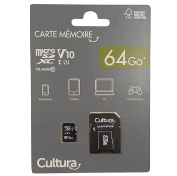 Карта памяти Cultura Micro SD Class 10 64 Gb c адаптером
