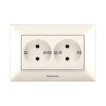 Розетка двойная с заземлением Arkedia Slim кремовая ABS [WNTC02052BG-UA1] Panasonic