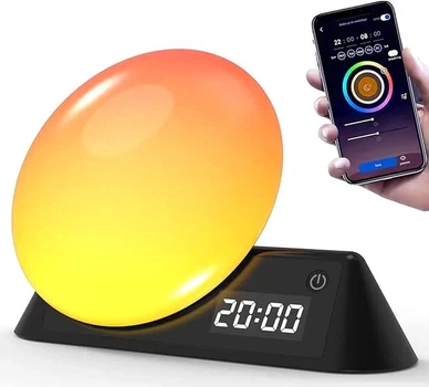 Умный ночник будильник Wake-Up Light с имитацией рассвета и звуками природы для детей и взрослых Bluetooth лампа (578662)