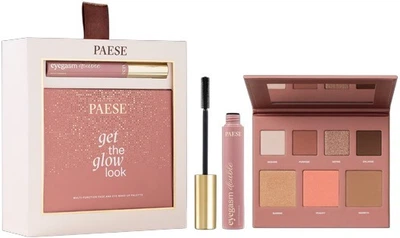 Набір декоративної косметики Paese Double Glow Look Туш для вій з сироваткою Eyegasm Double Чорна 9 мл + Палетка для макіяжу очей та обличчя Get The Glow Look багатозадачна 16 г (5902627629389)