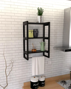 Настенная кухонная полка в стиле лофт EcoLoft Риали DSP-1298-5 Черный