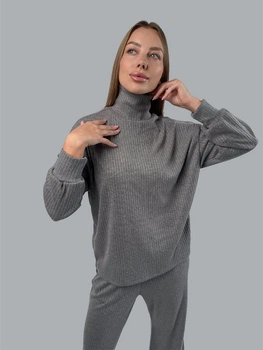 Женский ангоровый костюм свободного кроя. Серый, M