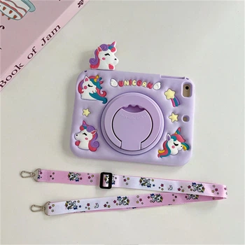 Чехол детский Silikon Power с подставкой и ремешком Единорог Apple iPad 11" 2025 (A16) Purple