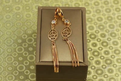 Серьги подвески Хuping Jewelry Ловец снов 7 см золотистые