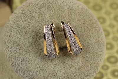 Серьги Xuping Jewelry Призма с родием 1,8 см золотистые