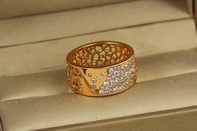Кольцо Xuping Jewelry Карта р 18 золотистое