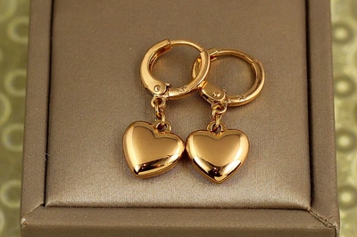 Серьги подвески Xuping Jewelry куплет сердце 2,5 см золотистые