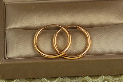 Сережки кільця Хuping Jewelry з таємною застібкою 2 см золотисті