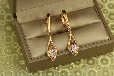 Сережки підвіски Xuping Jewelry Сльоза світла 4,1 см золотисті
