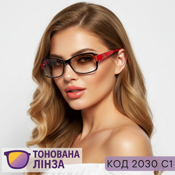 Женские солнцезащитные очки для зрения, тонированные очки для дали или чтения плюс и минус. Код 2030 красный +5.0