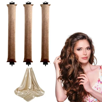 Бигуди махровые с платинкой. Бежевые 3 шт.