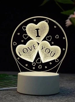 Настольный светодиодный 3D ночник светильник I Love you Акриловый на подставке