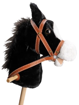 Koń na kiju Playwood Hobby Horse z dźwiękiem 95 cm Czarny (2490046) (8719348000147)
