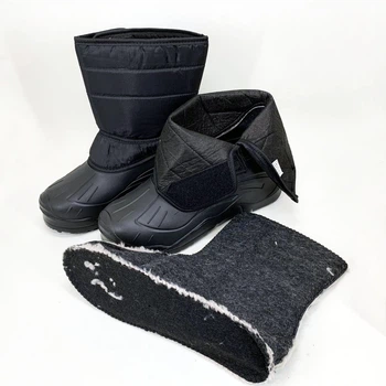 Резиновые утепленные сапоги мужские короткие, Меховые бурки, Теплые сапоги для рыбалки IW-79
