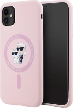 Панель Karl Lagerfeld Silicone Karl&Choupette MagSafe для Apple iPhone 11 Pink (3666339254360)