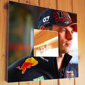 Декоративное зеркало "Макс Ферстаппен. Max Verstappen. Формула 1. Formula F1" фото для фанатов автогонок, украшение спальни, гаража