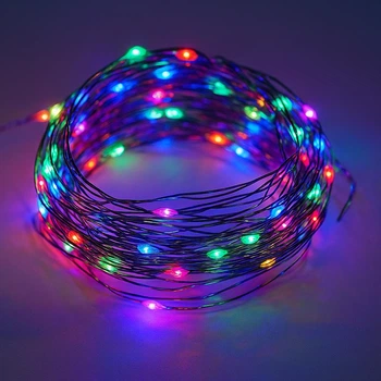Светодиодная гирлянда нить "Роса" 20 м, с пультом, 200 LED, от USB, зеленый провод, Мультиколор