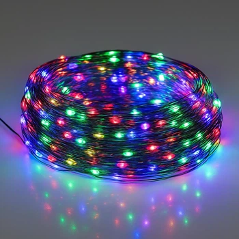 Светодиодная гирлянда нить "Роса" 50 м, с пультом, 500 LED, от USB, зеленый провод, Мультиколор