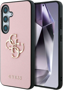 Панель Guess Grained Big 4G Logo Small Classic для Samsung Galaxy S25 Plus Pink (3666339449209)