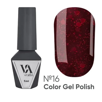 Гель-лак Valeri Color №16 бордовый с красными блестками, 6 мл