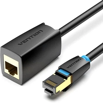 Удлинитель сетевого кабеля для патч-корда Vention CAT 8 SFTP Ethernet, 2 m, Black, rj-45 - rj-45, 8 жил (IKHBH)