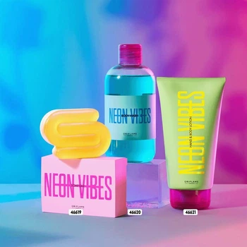 Набор Oriflame Neon Vibes: мыло, гель для душа и лосьон для рук и тела