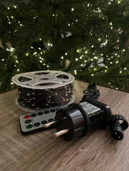 Гірлянда «Роса» 100 метрів 1000 LED, Зелений дріт, 220V