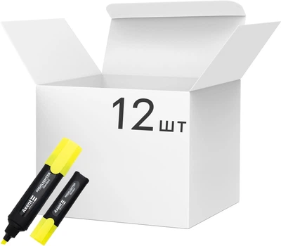 Набір маркерів текстових Axent Delta Highlighter Standard 1-5 мм клиноподібних Жовтих 12 шт (D2505-08)