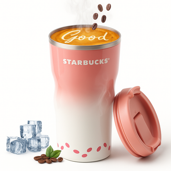 Термокружка для кофе чая термос Kayfovo с надписью Starbucks из нержавеющей стали термостакан туристическая чашка с крышкой Pink tm67s