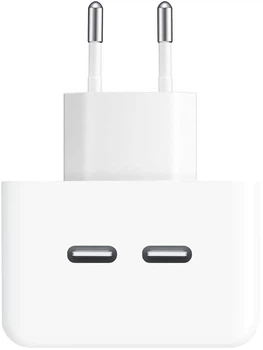 Быстрая зарядка для айфона Сетевое зарядное устройство Dual USB-C 35W Блок питания для айфон двойной Type-C Power Adapter Адаптер для зарядки Samsung/iPhone/iPad White мощные зарядные устройства Kayfovo B35