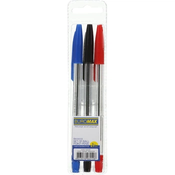 Комплект с 3х шариковых ручек Buromax Корвина 3 цвета (BM.8433)