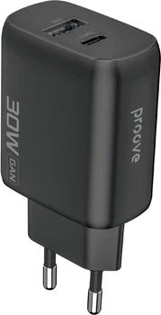 Сетевое зарядное устройство для Proove Silicone Power 2 30W (Type-C+USB) Black (643680001)