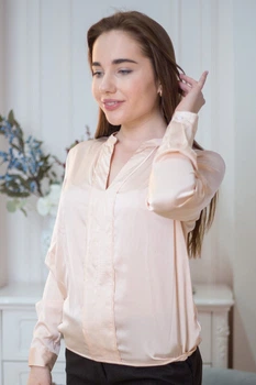 Жіноча блуза зі складками на резинці LadyLike 46 Персиковий (ll2806110012401)
