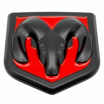 Эмблема логотип Dodge (металл, черный матовый + красный глянец) 6,6*6,1 см