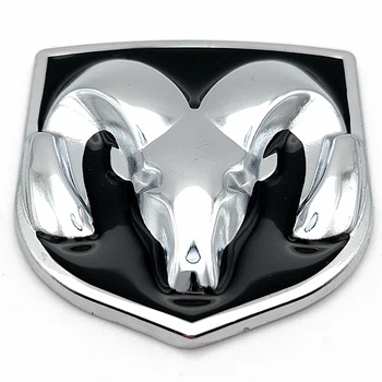 Эмблема логотип Dodge (металл, хром+черный, глянец) 4,5*4,0 см