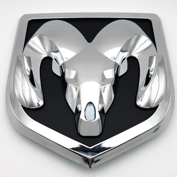 Эмблема логотип Dodge (ABS, хром глянец + черный матовый) 16,0*14,2 см