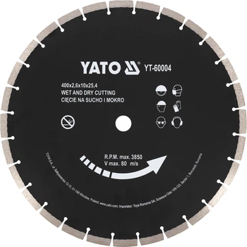 Tarcza diamentowa Yato YT-60004 do betonu cięcie na sucho i na mokro Ø 400 x 25.4 mm 3.6 mm (5906083072512)