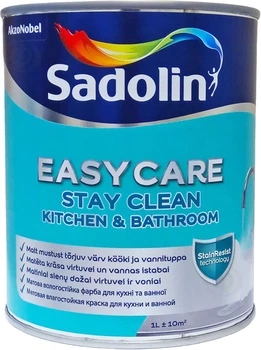 Farba do ścian i sufitów do pomieszczeń wilgotnych Sadolin EasyCare Kitchen&Bathroom półmatowa akrylowa Bezbarwna BC 0.93 l 5580747 (4740182475604)