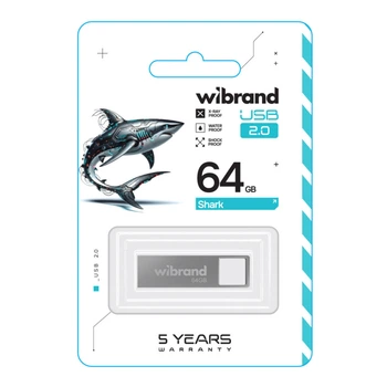 USB флеш-накопичувач Wibrand 64gb Shark Колір Срібло