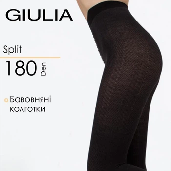 Бавовняні колготки з рельєфним візерунком ялинка Giulia SPLIT (2) 3 Black-pirate black, теплі, жіночі, з малюнком