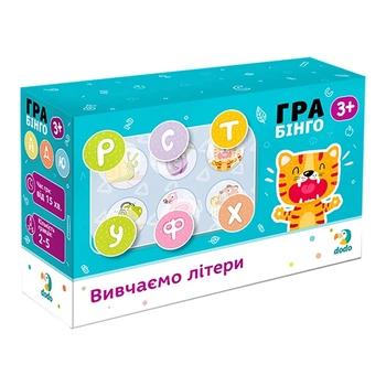 Игра Dodo Бинго "Изучаем буквы" 5 карточек+30 фишек 3+ лет (300197)