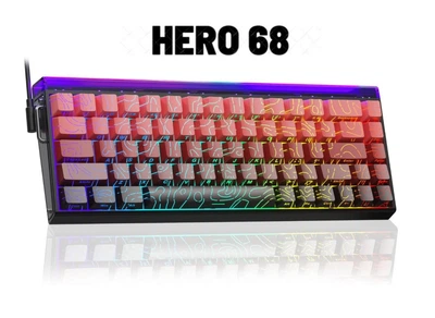 Игровая Клавиатура AULA HERO 68 HE Black-Red Магнитные Свитчи. Проводная 8000Hz/s. RGB Панель, 68 keys, Switch 0.1mm. Rapid Trigger