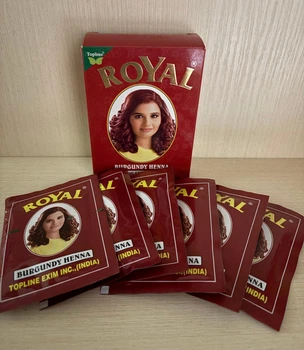 Хна для волосся Бургунди Burgundy Індійська Натуральна Royal Henna (у комплекті 6 упаковок по 10 грам)