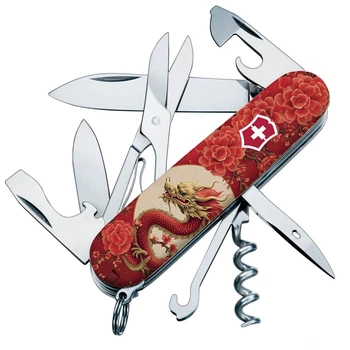 Ніж складаний, мультитул Victorinox Climber Zodiac (91мм, 14 функцій), червоний дракон 1.3703.Z3250p