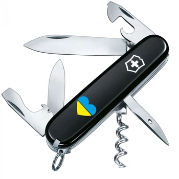 Ніж складаний, мультитул Victorinox Spartan Ukraine Серце (91мм, 12 функцій), чорний 13603.3_T1090u