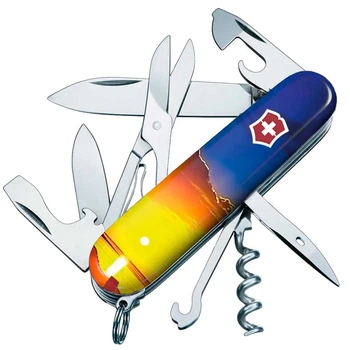 Ніж складаний, мультитул Victorinox Climber Ukraine (91мм, 15 функцій), світанок 1.3703.7.T3220pw